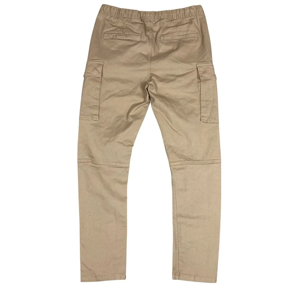 H&M Skinny Fit Drawstring Elastic Waist Cargo Pants Mens Medium Tan Khaki
